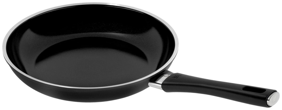 Schwarze Bratpfanne aus Aluminium mit Keramikbeschichtung, rundem Boden und Griff, Modell Lumotion 28cm von Zwilling