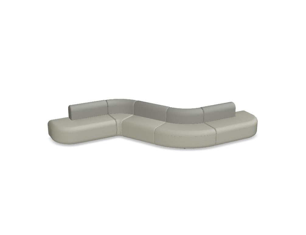 Sofa Artiko AT32 von Mdd in hellem Stoff, komfortable Linien, geneigte Rückenlehne, stilvolles Wohnzimmer-Setting mit moderner Atmosphäre