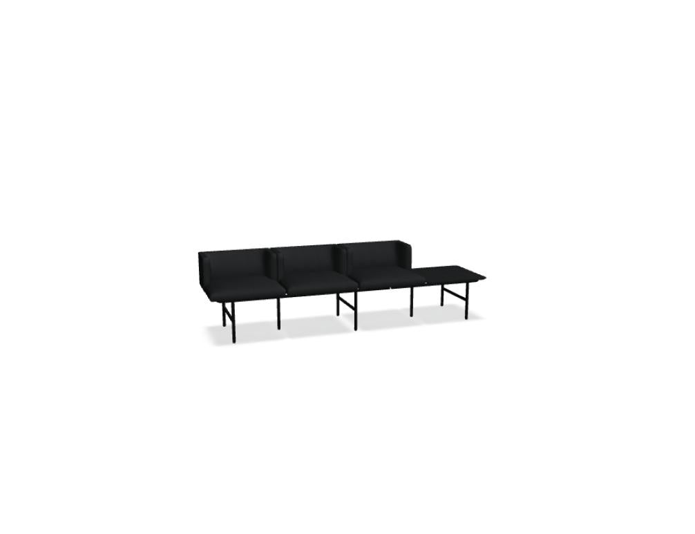 Modulares Sofa Agora von Mdd in Perlweiss mit gepolsterter Rückenlehne, Holzfurnierplatte und Metallgestell auf Füssen.