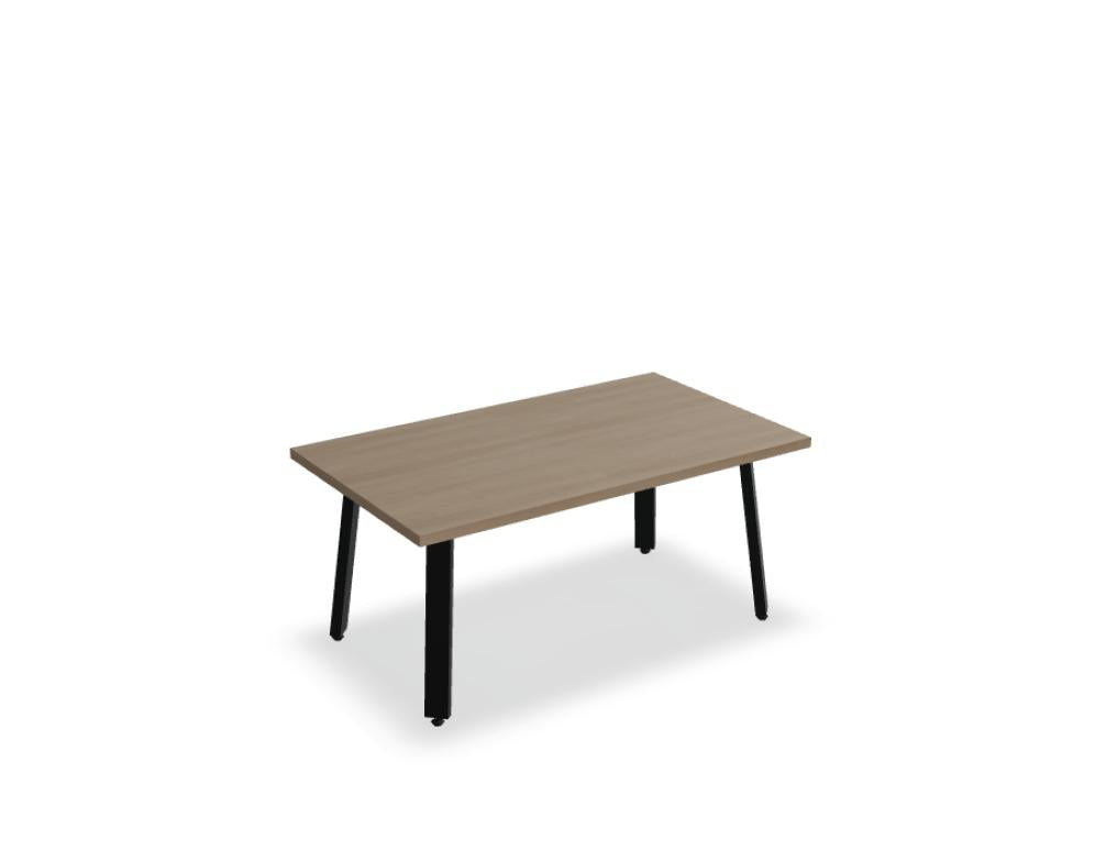 Beistelltisch Ogi A PLF17 von MDD in hellem Holzton mit schmalem Metallgestell; kompakte, quadratische Platte und offenes Untergestell-Design für modernes Wohnzimmer