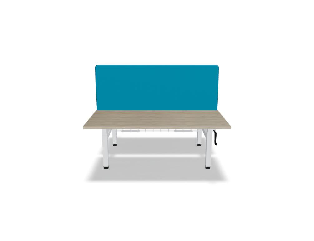 Ogi Drive Bench BOC40: Moderner Doppelschreibtisch mit manueller Höhenverstellung, stabiler Holzrahmen, großzügige Arbeitsflächen, ideal für Produktivität und kreatives Arbeiten.