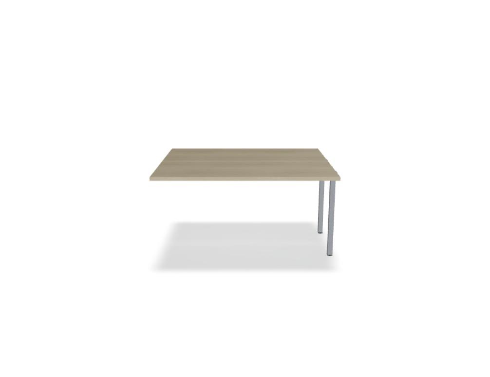 Doppelschreibtisch Ogi M Bench von Mdd mit Melamin-Tischplatte in Honigeiche und schwarzem Metallgestell, für zwei Arbeitsplätze.