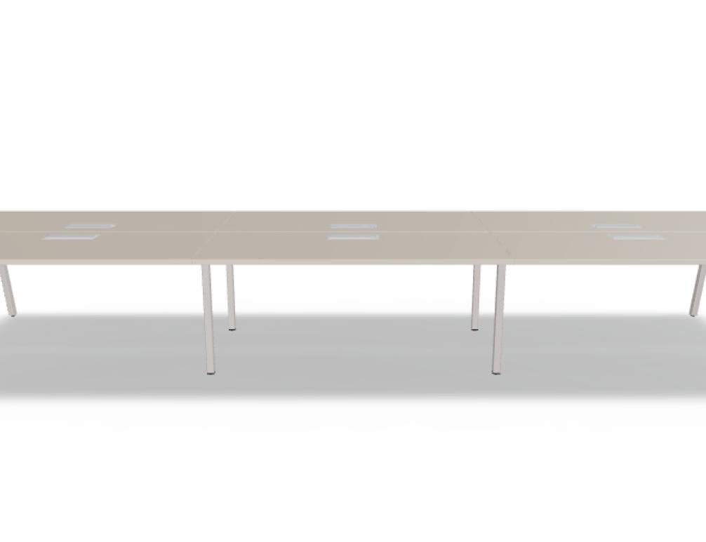 Doppelschreibtisch Ogi M Bench von Mdd mit Melamin-Tischplatte in Honigeiche und schwarzem Metallgestell, für zwei Arbeitsplätze.