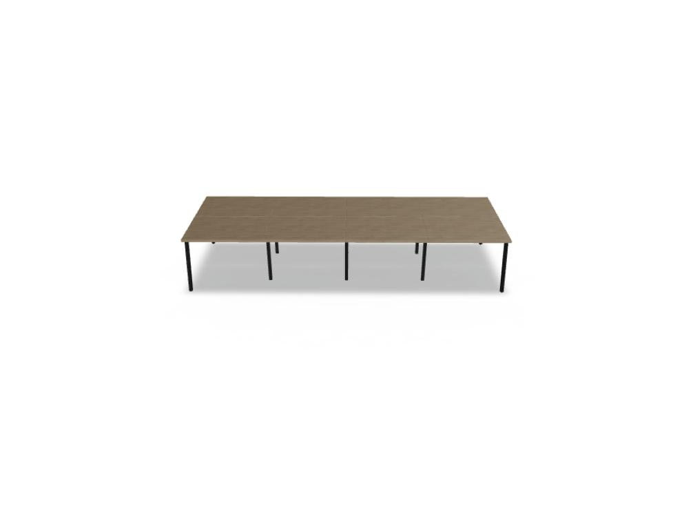 Ogi M Bench BOM48E4 Doppelschreibtisch von Mdd mit heller Tischplatte, Sichtschutz und schlichtem Metallgestell fürs Büro