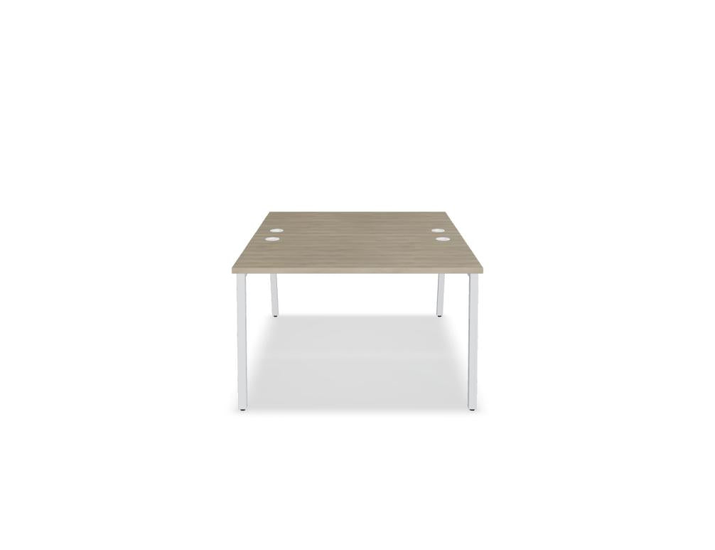Mdd Ogi M Bench BOM32 Doppelschreibtisch mit Trennwand, Kabeldurchlass und modernem Gestell für Teamarbeitsplätze