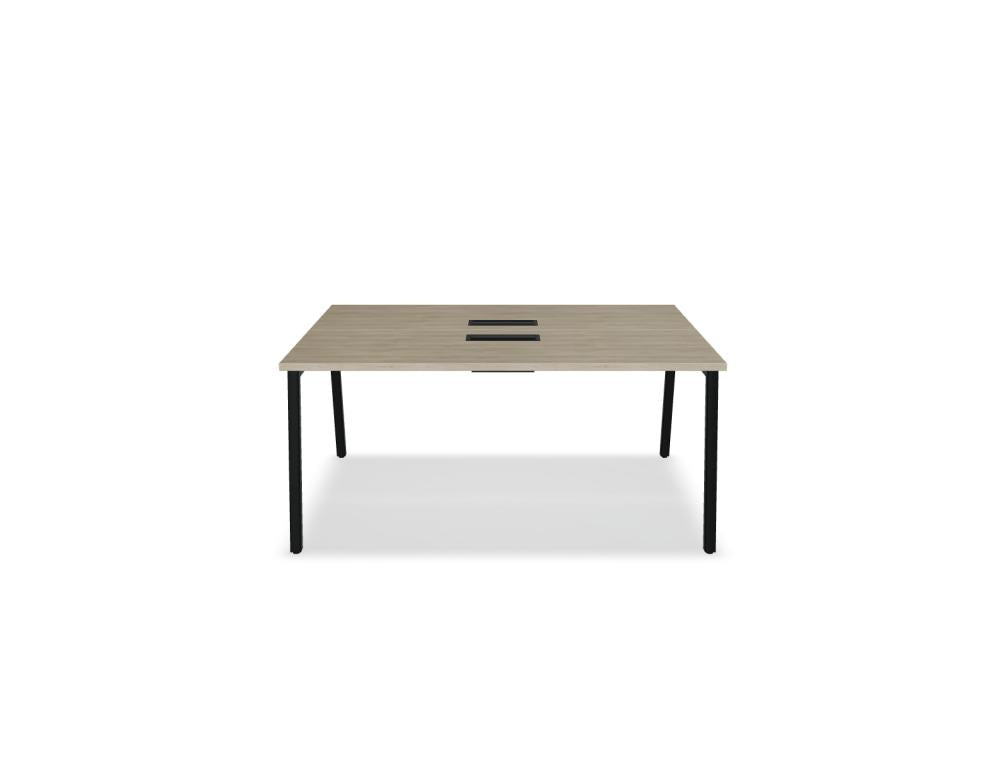 Mdd Ogi M Bench BOM56 Doppelschreibtisch mit weißer Platte und schwarzen Metallbeinen, moderner Arbeitsplatz für zwei Personen