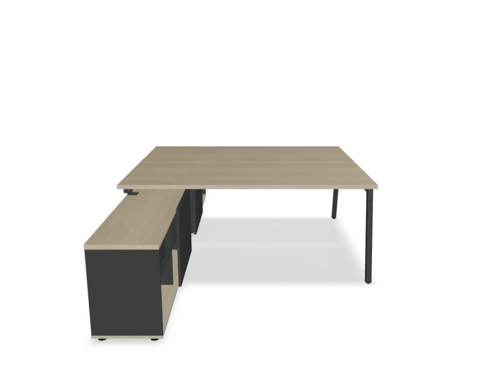 Ogi M Bench BOM41 Doppelschreibtisch von Mdd mit zwei Arbeitsplätzen, modernem Gestell und klarer Linienführung fürs Büro