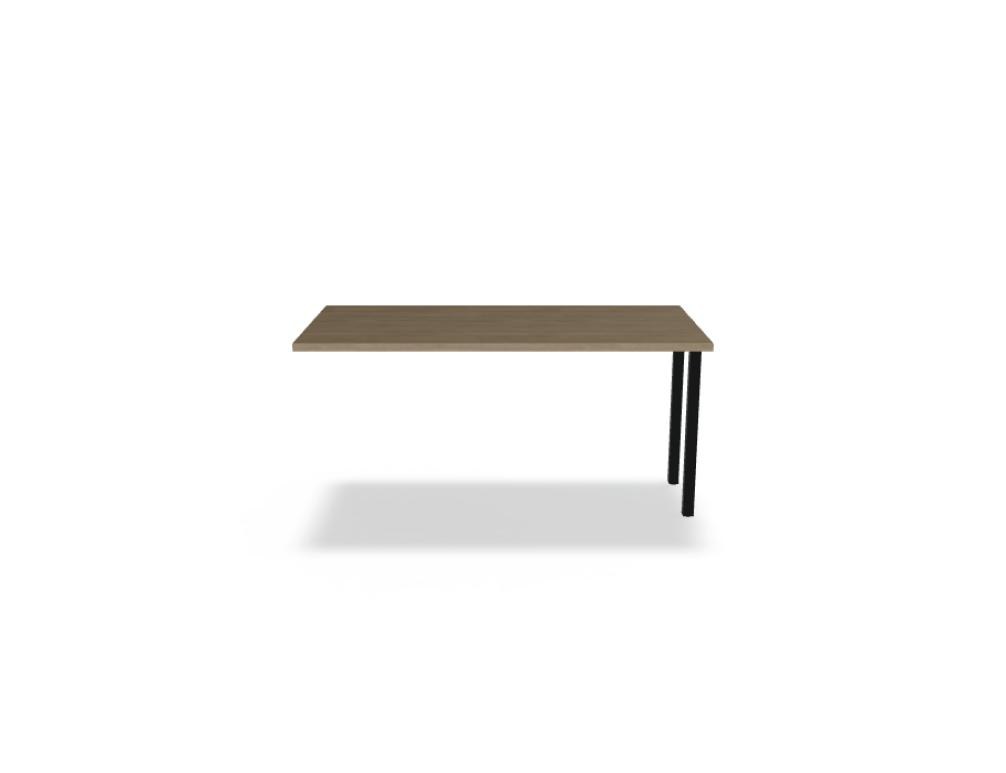 Schreibtisch Ogi M von Mdd mit Tischplatte in Honigeiche und schwarzem Metallgestell im 40x40 mm Profil, schräge Beine.