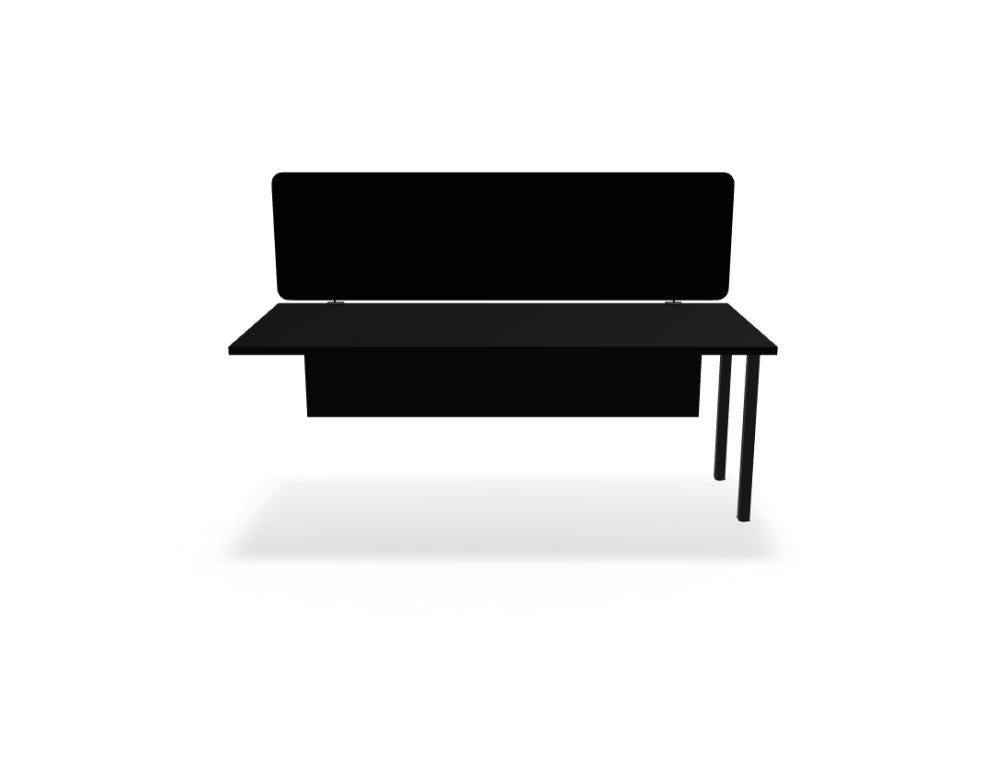 Schreibtisch Ogi M von Mdd mit Tischplatte in Honigeiche und schwarzem Metallgestell im 40x40 mm Profil, schräge Beine.