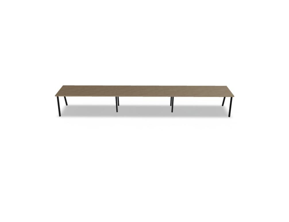 Ogi M BOM05E3 Schreibtisch von Mdd mit weißer Platte, Holzbeinen und moderner Kabelblende für helle Büros