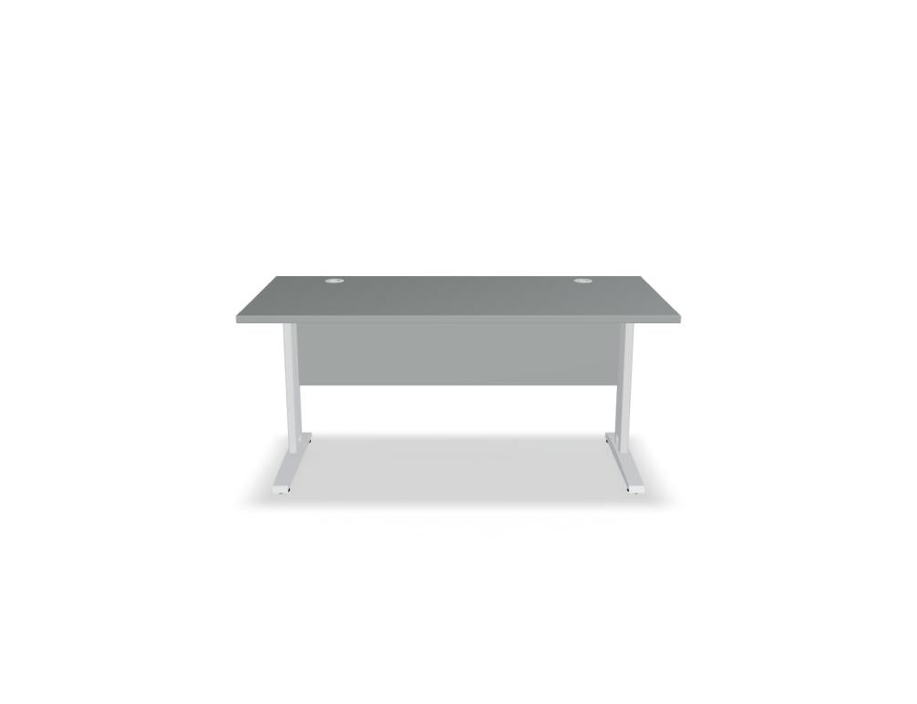 Mdd Ogi N BNG04 Schreibtisch mit heller Arbeitsplatte, schwarzem Gestell und funktionalem Kabeldurchlass im Büro