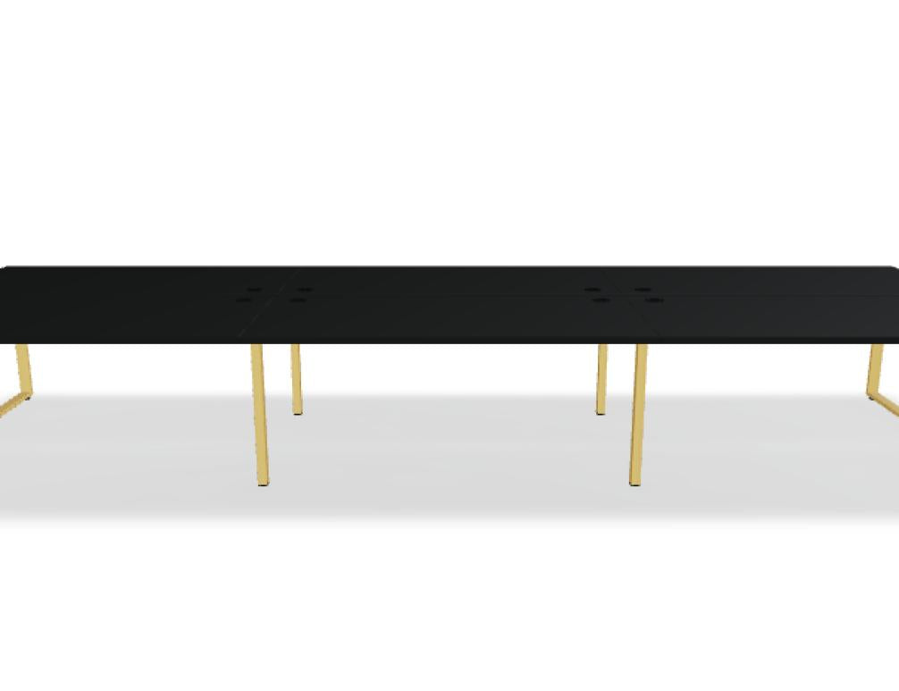 Ogi Q Bench BOQ34E3 Doppelschreibtisch von Mdd mit heller Arbeitsplatte und schlichtem Metallgestell für moderne Büros
