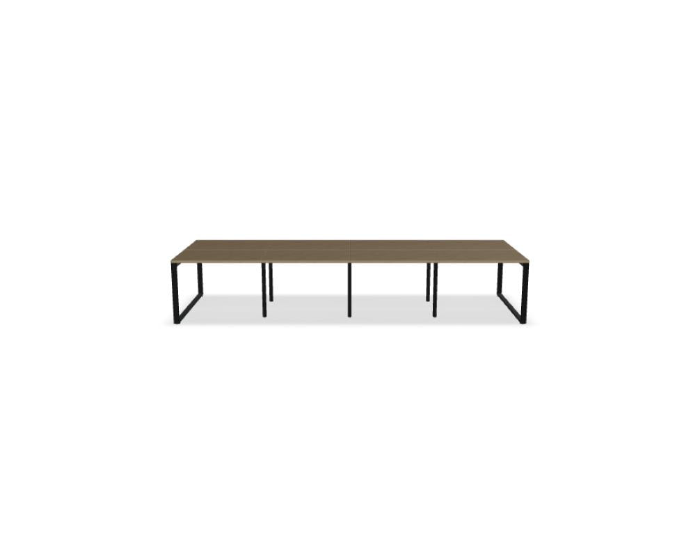 Mdd Ogi Q Bench BOQ40E4 Doppelschreibtisch mit heller Platte, schwarzem Gestell und Sichtschutz für modernes Büro