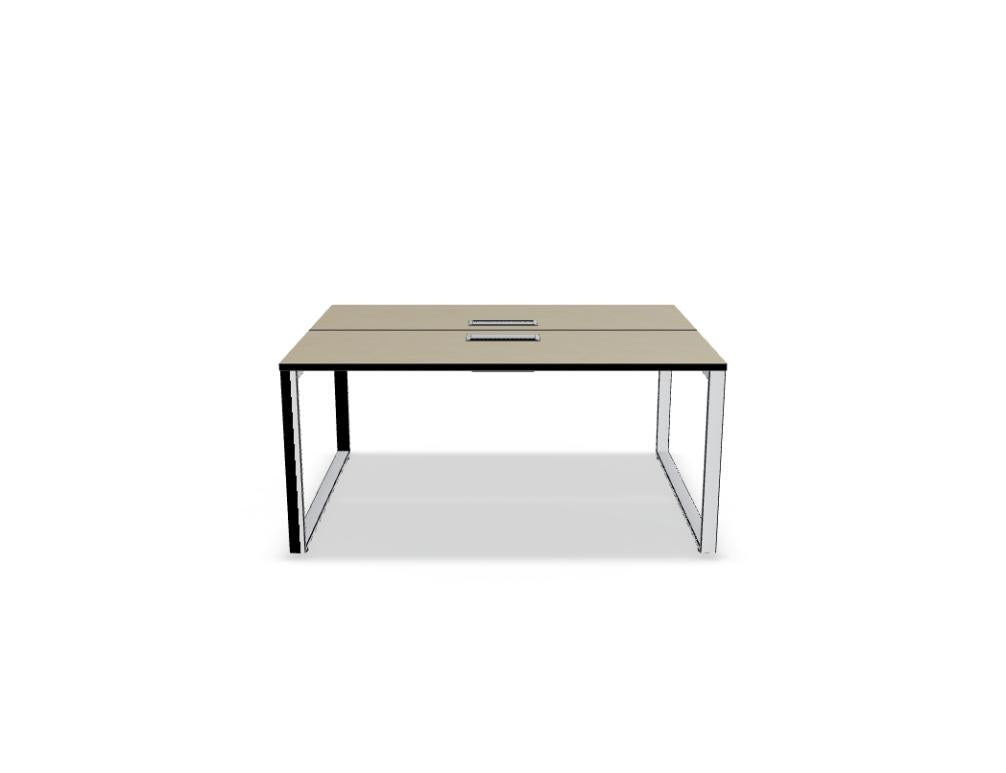 Ogi Q Bench BOQ56 Doppelschreibtisch von Mdd mit geteilter Arbeitsfläche, stabilen Metallbeinen und modernem Bürodesign.