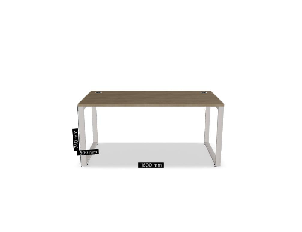 Foto eines modernen Schreibtischs Ogi Q BOQ04 von MDD: heller Holzton, klare Linien, großzügige Arbeitsfläche, passende Ablageflächen, stilvolles, minimalistisches Design