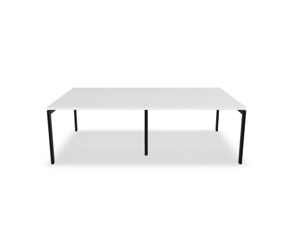 Image zeigt den Ogi U Bench BOU42E2: eleganter Doppel-Schreibtisch mit heller Holzoptik, Metallgestell und platzsparendem U-förmigen Aufbau, ideal für Home-Office