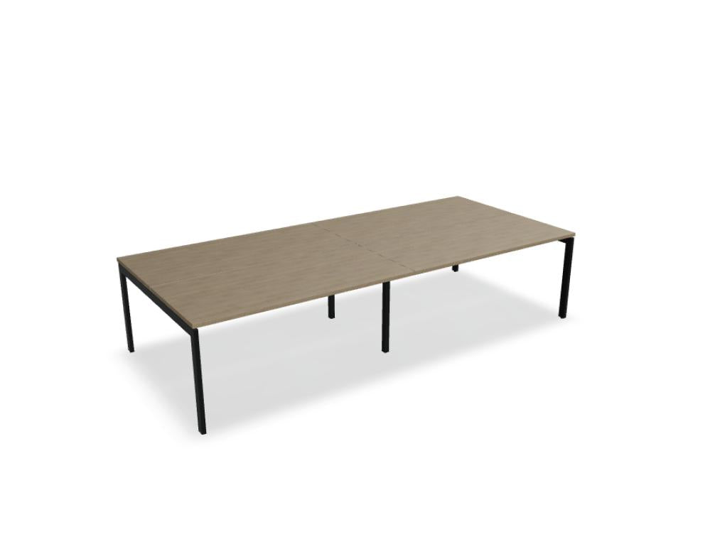 Bild zeigt den Ogi U Bench BOU46E2 Doppelschreibtisch von MDD in heller Holzoptik mit U-förmigem Unterbau und zwei Arbeitsflächen, ideal für Büro oder Home-Office