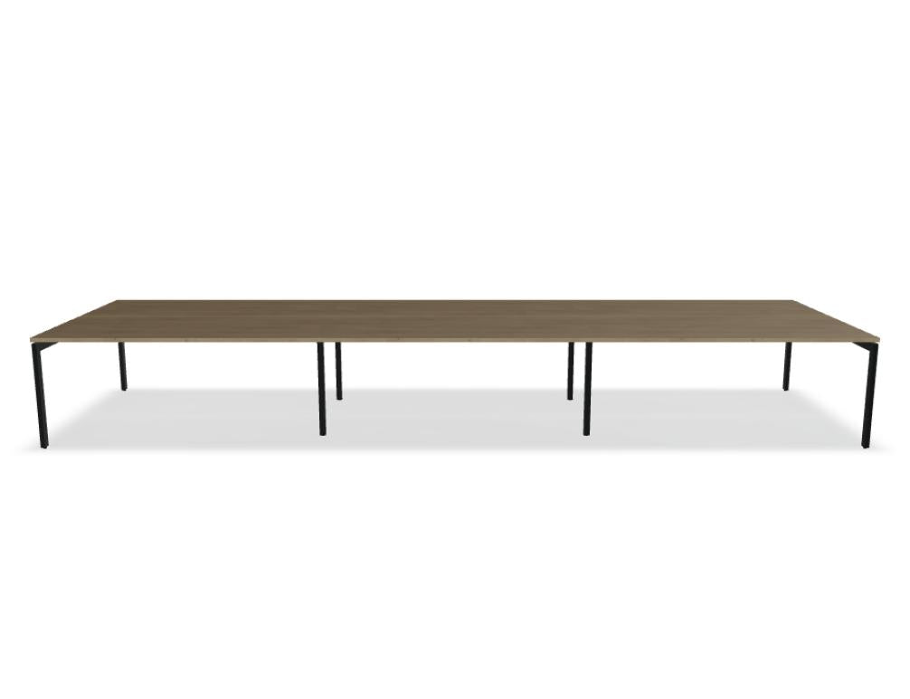 Doppel-Schreibtisch Ogi U Bench BOU35E3 in warmer Walnussolie, modernes U-Design, breites Arbeitsfeld, kabeldurchführung, hochwertiger Massivholz-Look