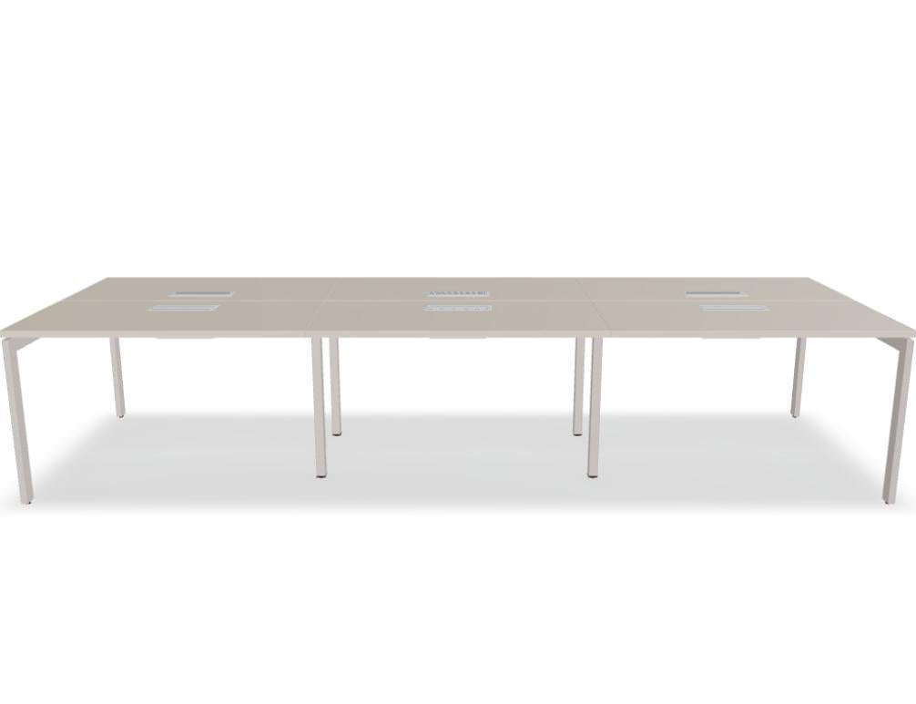 Ogi U Bench BOU52E3 Doppelschreibtisch von Mdd mit heller Platte und robustem U-Gestell für moderne Büros