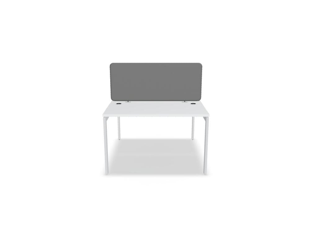 Doppelschreibtisch Ogi U Bench von Mdd mit Melaminplatte in Honigeiche und schwarzem Metallgestell, für zwei Arbeitsplätze.