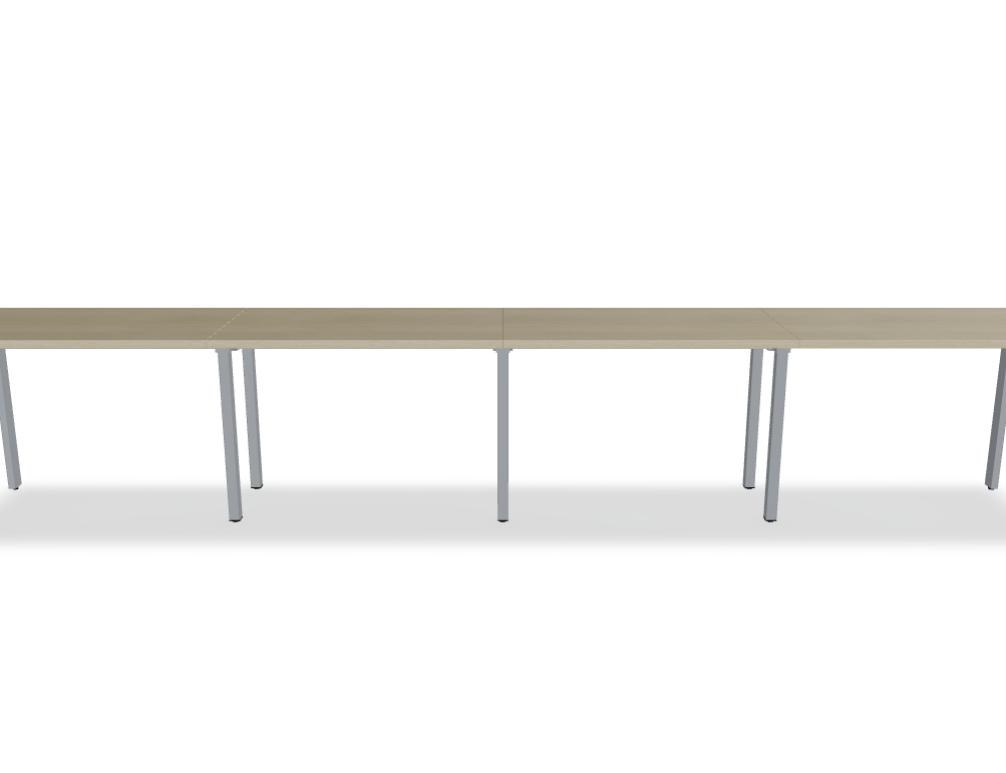 Schreibtisch Ogi U von Mdd mit Tischplatte in Honigeiche und pulverbeschichtetem, schwarzem Metallgestell im minimalistischen Design.