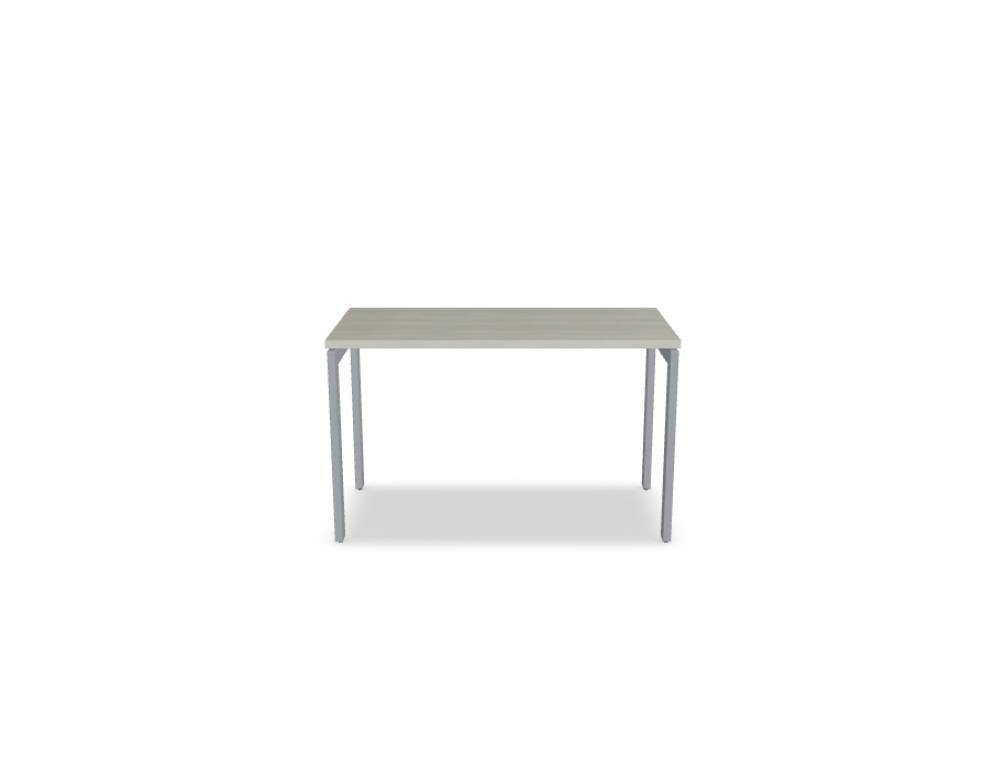 Schreibtisch Ogi U von Mdd mit Tischplatte in Honigeiche und pulverbeschichtetem, schwarzem Metallgestell im minimalistischen Design.