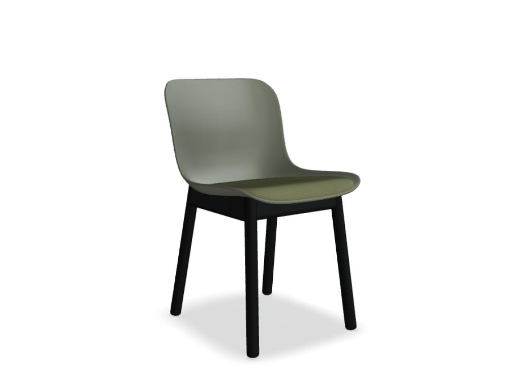Stuhl Baltic 2 Remix BLK3P14 mit formsprühender schwarzer Sitzfläche und Holzuntergestell, modernes Möbelstück aus der Stuhl-Kollektion von MDD