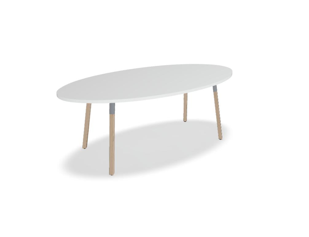 Esstisch Ogi W PLD12E mit hellen Holzbeinen und glatter Holzoberfläche, moderner Kategorie Mdd, stilvoller Tisch für Esszimmer und offene Wohnbereiche