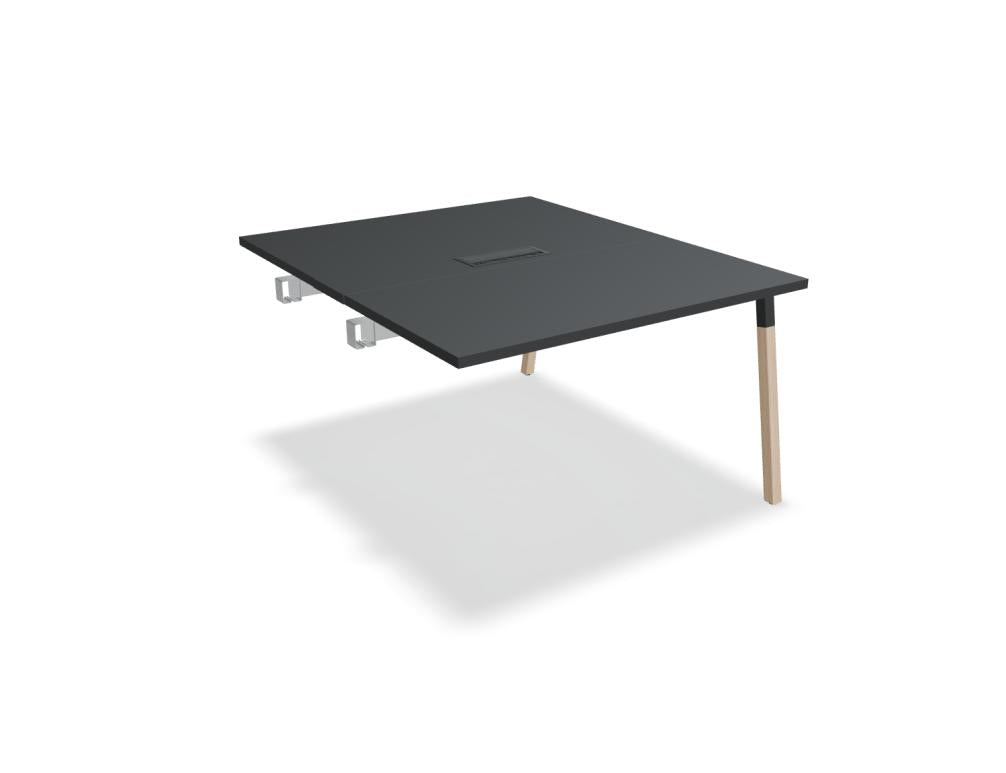 Konferenztisch Ogi W SW42L mit Naturholzbeinen, glatter heller Tischplatte, modernes Desk-Design, ideal für Meetings und Konferenzräume