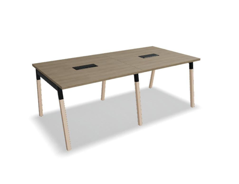 Ogi W SW110E2 Konferenztisch von Mdd mit heller Tischplatte und Holzbeinen, modernes Design für Besprechungsräume