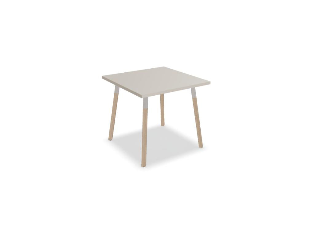 Kaffetisch Ogi W PLD81 mit runden Holzbeinen, heller Holzton, elegantes Esstisch-Design, zeitlos und robust, ideal für moderne Wohnräume