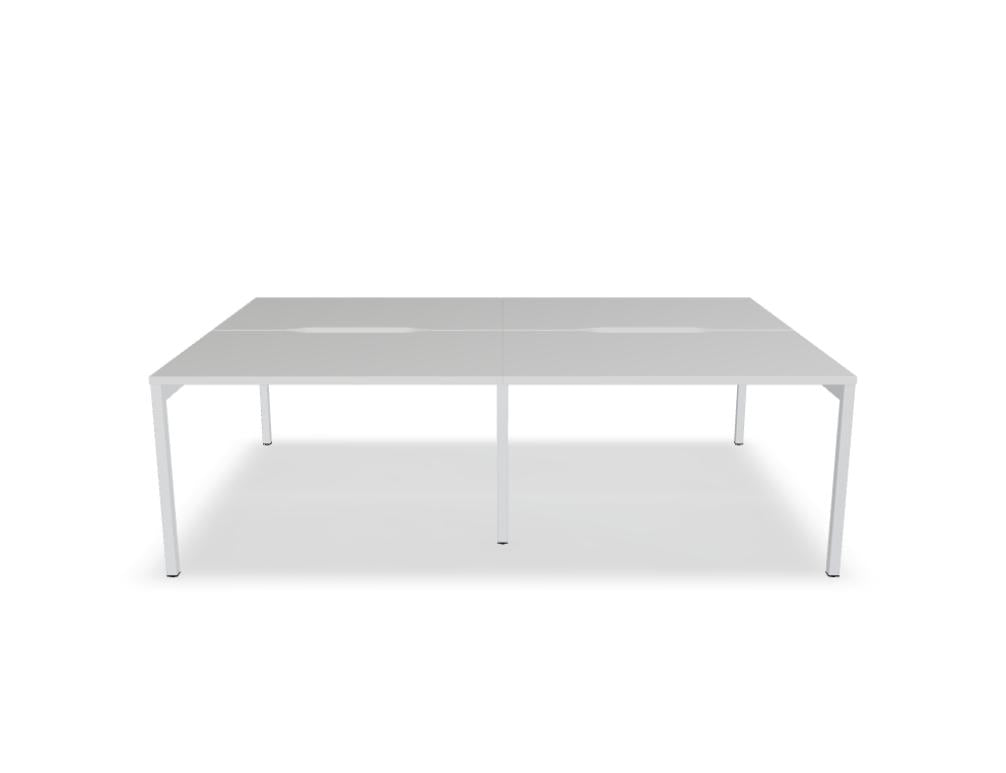 Bild zeigt den Ogi Y Bench BOY32E2 Doppel-Schreibtisch in moderner Holzoptik mit klaren Linien, zwei Arbeitsflächen und stabiler Metallstruktur – ideal für effizientes Home-Office-Setting.