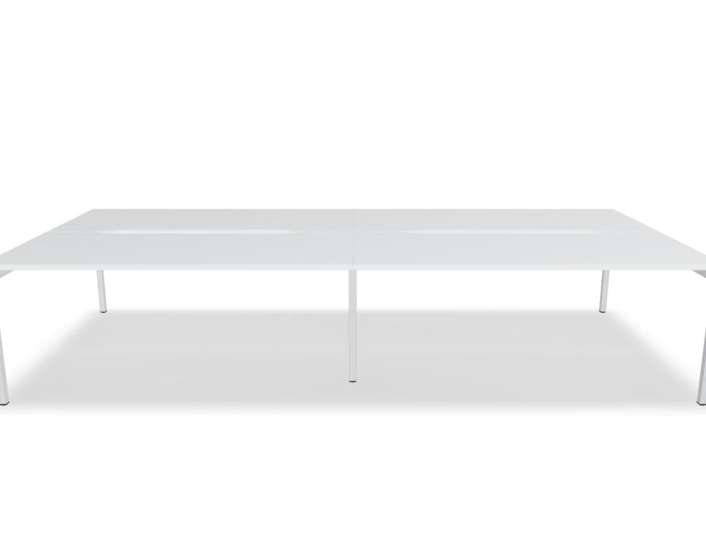 Bild eines Ogi Y Bench BOY35E2 Schreibtischs von Mdd: modernen Doppelschreibtisch mit klarer Linienführung, zeitloses Holzfinish, links und rechts nutzbare Arbeitsflächen, ideal für Büro- oder Lernbereich.