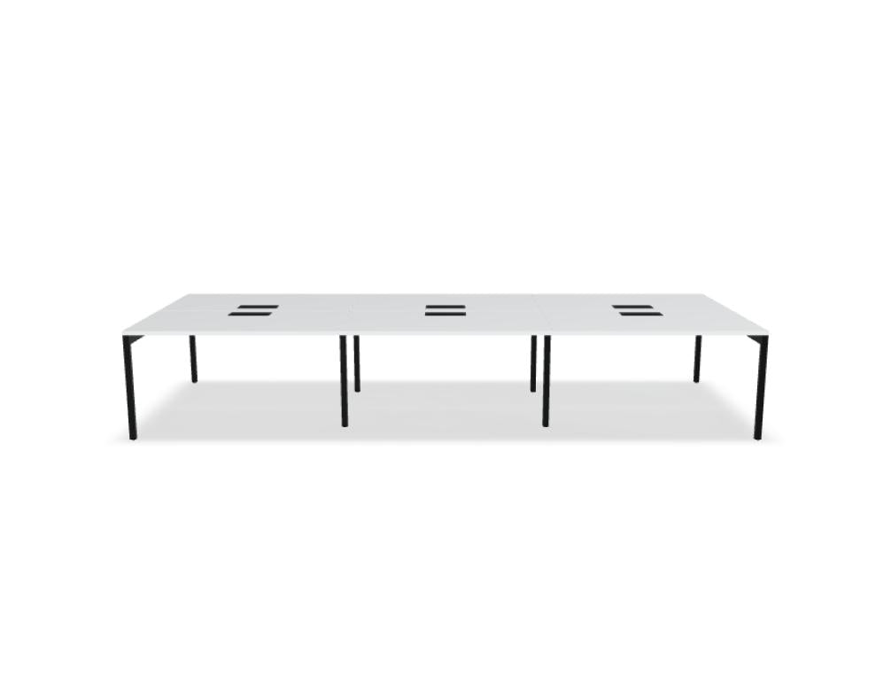 Bild zeigt den Ogi Y Bench BOY33E3: einen modernen Doppelschreibtisch mit klaren Linien, Holzfinish und robustem Unterbau, ideal für zwei Arbeitsplätze im stilvollen Home-Office