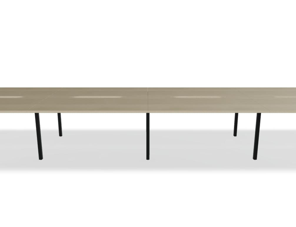 Bild des Ogi Y Bench BOY33E4 – Doppelschreibtisch: moderner, dreiteiliger Schreibtisch mit zwei Arbeitsflächen und integrierter Ablage in hellem Holzfinish; stilvoller Zweisitzer-Arbeitsplatz für Home-Office