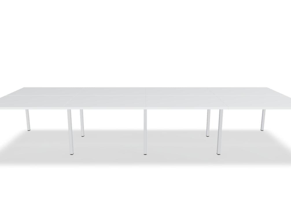 Doppelschreibtisch Ogi Y Bench von Mdd in Honigeiche mit schwarzem Metallgestell, Tischplatte für zwei Arbeitsplätze nebeneinander.