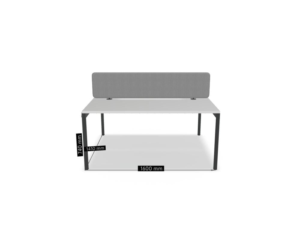 Vorderansicht des Ogi Y Bench BOY46 - Doppelschreibtisch, modernes Holzdesign, kompakte Arbeitsfläche, stabile Metallbeine, ideal fürs Home Office