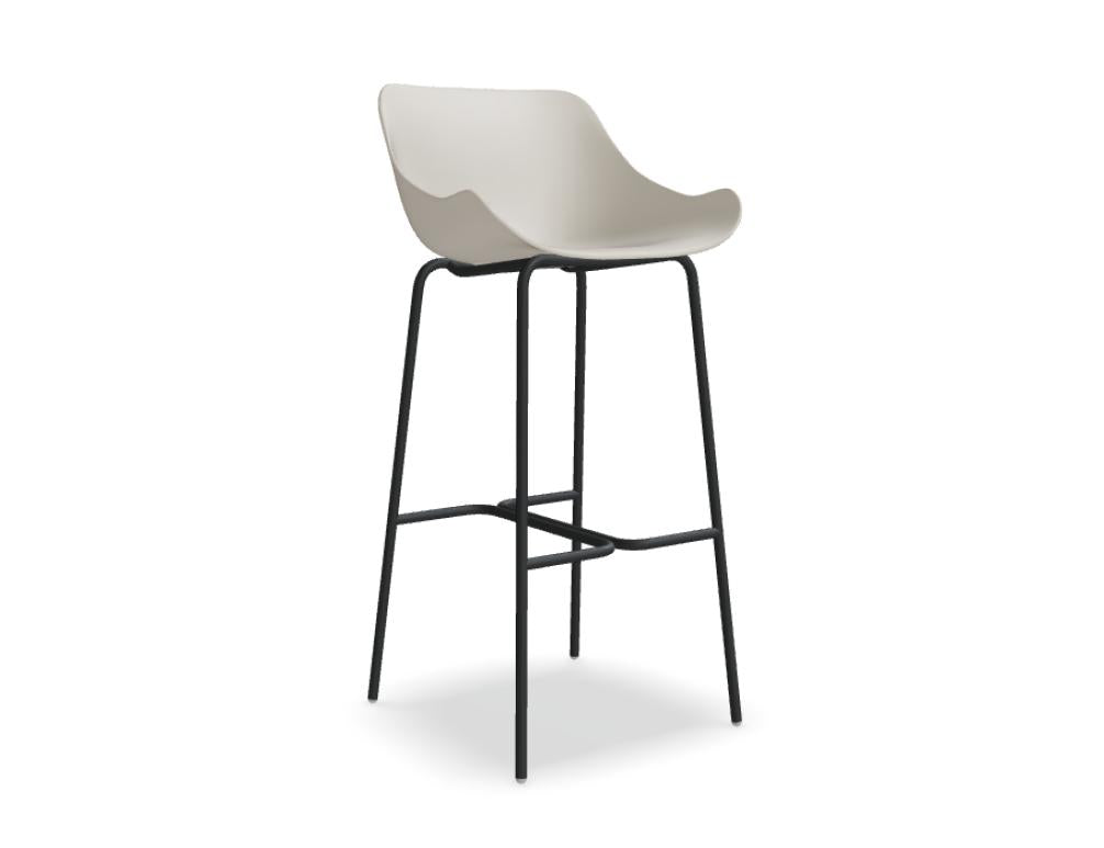 Baltic Basic BL1P4H Barhocker von Mdd mit schwarzem Gestell und heller Sitzschale für moderne Outdoor-Bereiche
