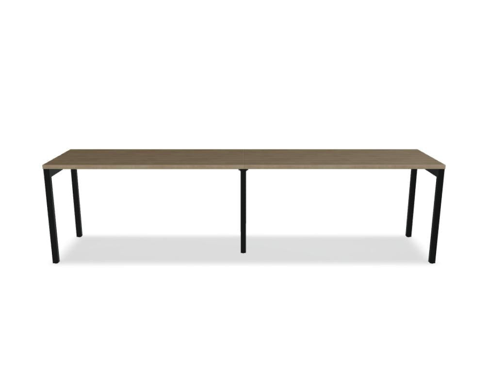 Schreibtisch Ogi Y von Mdd mit Tischplatte in Honigeiche und schwarzem Metallgestell, Profil 40x40 mm, für Büroarbeitsplätze.