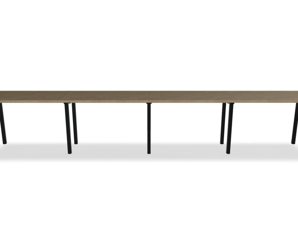 Schreibtisch Ogi Y von Mdd mit Tischplatte in Honigeiche und schwarzem Metallgestell, Profil 40x40 mm, für Büroarbeitsplätze.