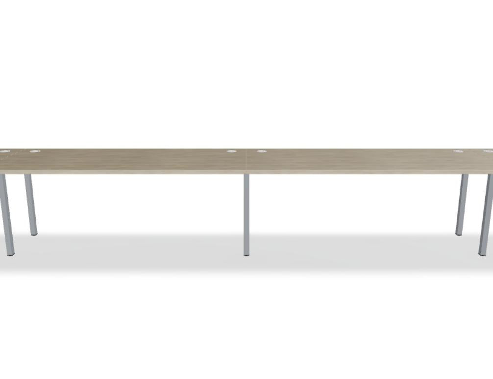 Schreibtisch Ogi Y von Mdd mit Tischplatte in Honigeiche und schwarzem Metallgestell, Profil 40x40 mm, für Büroarbeitsplätze.