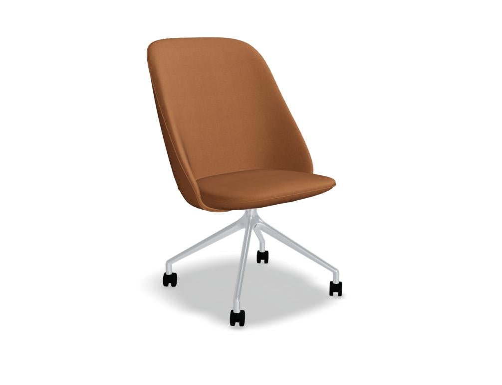 Sessel Paralel PR2PP19K mit schlankem polierten Aluminiumgestell, dunkler Sitzfläche und ergonomischer Form – Drehsessel der Mdd-Serie