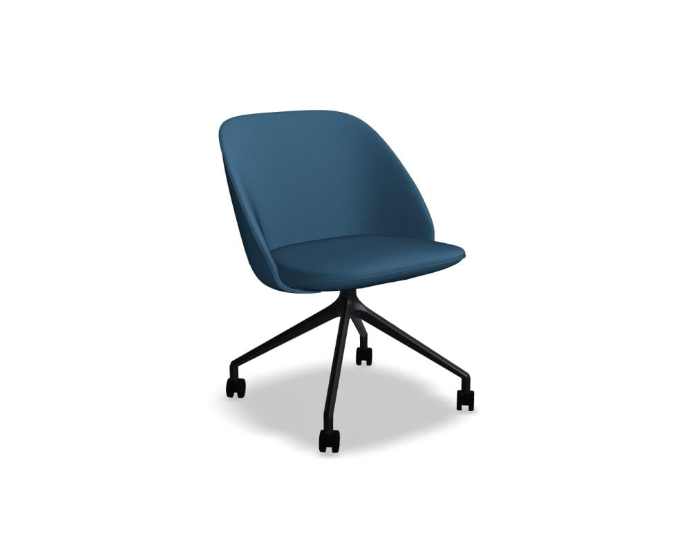 Konferenzsessel Paralel PR1P19K mit Drehgestell, elegantes schwarzes Polsterdesign, ergonomische Sitzfläche, verstellbare Armlehnen, stabile Stahlbasis – ideal für Besprechungsräume