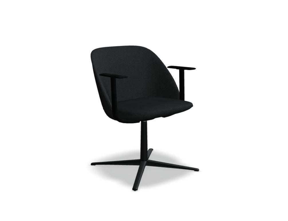Loungesessel Paralel mit gepolsterter Sitzschale in Dunkelbeige, 4-Sternfuss-Drehgestell aus Aluminium, organische Form von Mdd