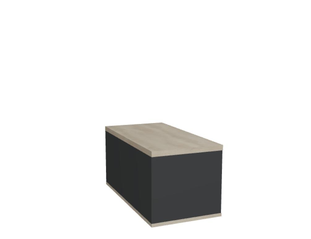 Aufsatzschrank für Büro-Container mit Korpus in Aluminium Satinato, Ober- und Bodenplatte in Kakao, aus Melamin gefertigt.