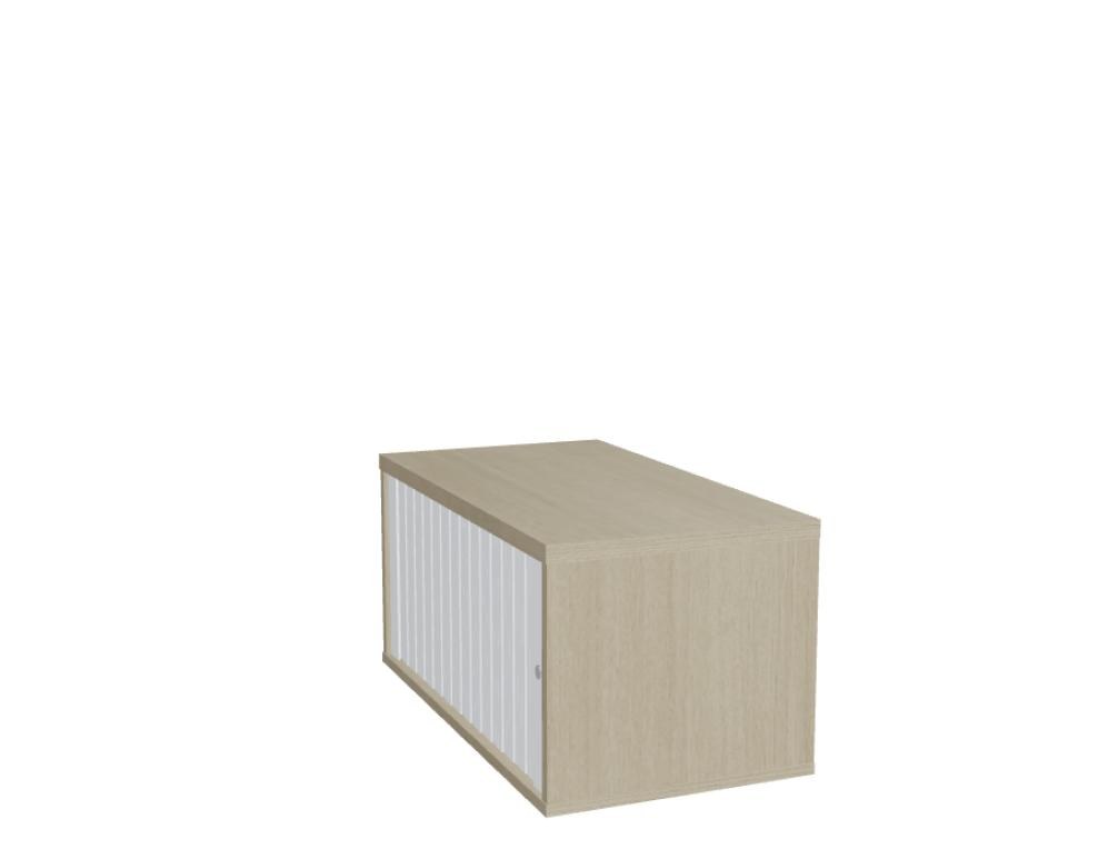 Aufsatzschrank für Büro-Container mit Korpus in Aluminium Satinato, Ober- und Bodenplatte in Kakao, aus Melamin gefertigt.