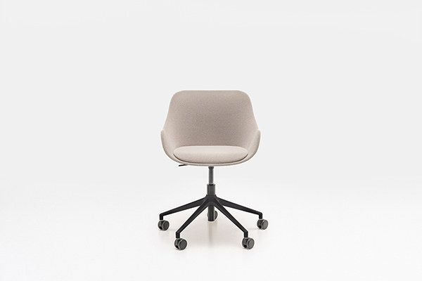 Bürostuhl Baltic Classic von Mdd mit gepolstertem Schalensitz in Anthrazit, Aluminium-Fussgestell und Rollen für weiche Böden.