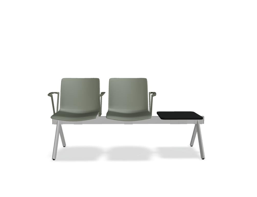 Mdd Shila SH2S1B Sitzbank mit schwarzem Gestell, gepolstertem Sitz und Rückenlehne in dezentem Beige
