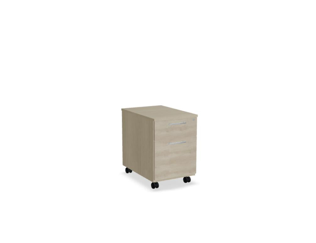 Bild des Standard KDT12 Rollcontainers von MDD: Kleiner, grauer Rollcontainer mit zwei Schubfächern und Rollen, kompakt konstruiert, ideal für Büroarbeitsplatz und Ablageflächen.