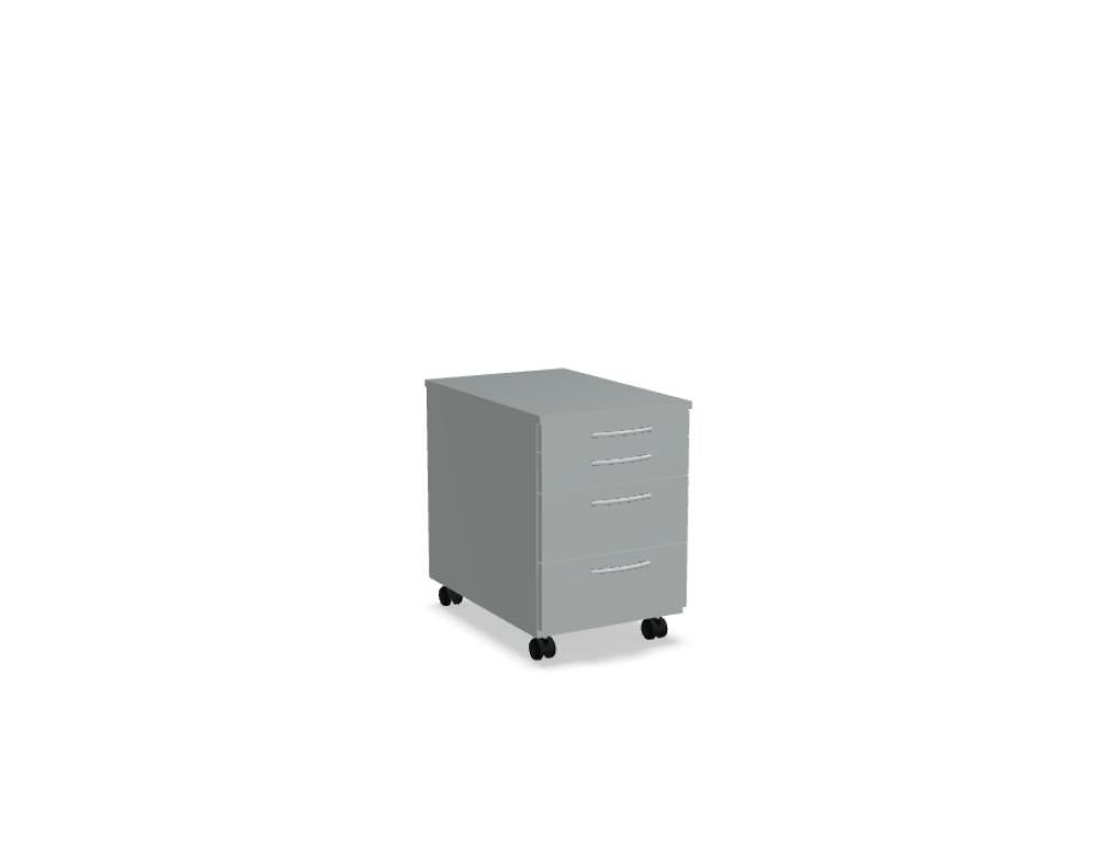 Bild eines Standard KRT13 Rollcontainers von MDD: moderner, kompakter Rollstuhl-/Rollcontainer mit mehreren Schubladen, beständig in neutralem Grau-Ton, ideal für Büro- oder Wohnbereich